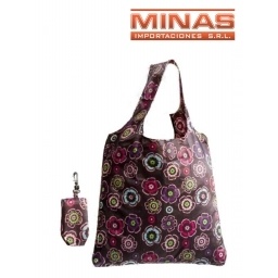 BOLSA PLEGABLE, 40 CM X 60 CM, CON FLORES.