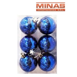 ESFERA DE NAVIDAD DE 5 CM  X 6 PCS, AZUL.