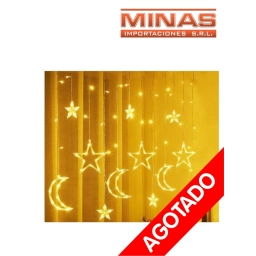 CORTINA NAVIDE�A CON 12 ESTRELLAS Y LUNAS  X 3 M, CALIDA, 220 V.