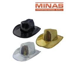 SOMBRERO COWBOY CON LENTEJUELAS, 3 COLORES.