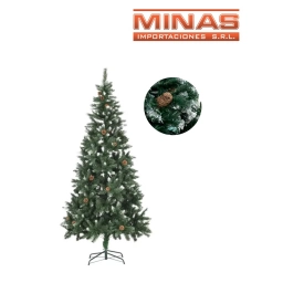 ARBOL STANDARD NEVADO CON PI�AS X 150 CM, 600 RAMAS, CON BASE DE METAL.