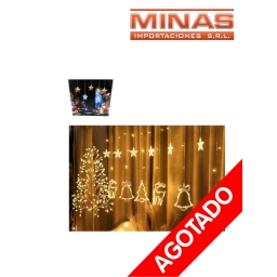 CORTINA NAVIDE�A CON 12 CAMPANAS,RENOS Y PINOS X 3 M, CALIDA, 220 V.