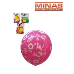 GLOBOS CON FLORES  X 10 UND,SURTIDOS.