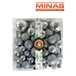 ESFERA DE NAVIDAD DE 4 CM, 5 CM Y 6 CM X 52 PCS, DOS DISE�OS EN PLATA.