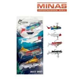 SE�UELOS PARA PESCA DE 55 CM X 4 UND,PECES.