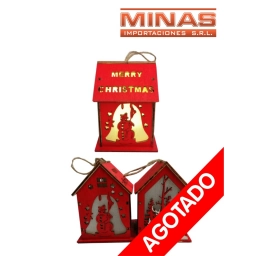 CASITA DE NAVIDAD CON LUZ 11 X 8 CM DOS MODELOS