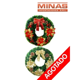 CORONA NAVIDE�A X 38 CM, CON PI�AS,DORADO Y ROJO.