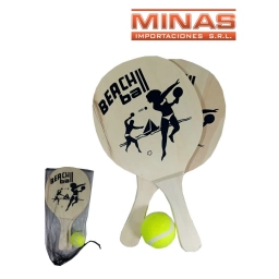PALETA DE PLAYA X 40 CM + PELOTA,MADERA GRUESA.