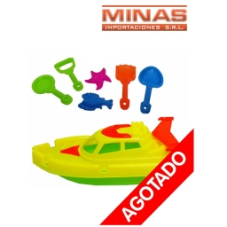 YATE PARA PLAYA CON PALA Y MOLDES 32 X 18 CM