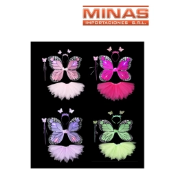 DISFRAZ MARIPOSA ( FALDA + ALAS + VARITA + TIARA ).