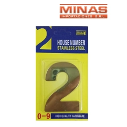 NUMERO 2 PARA PUERTA COLOR DORADO