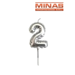 VELA NUMERO 2 PLATEADO