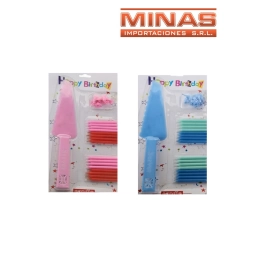 VELAS Y CUCHILLO PARA TORTA DOS COLORES