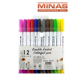 MARCADORES FINOS,DOBLE PUNTA X 12 UND.