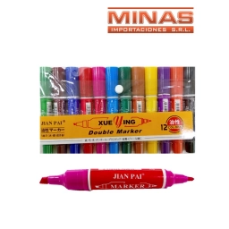 MARCADORES GRUESOS, DOBLE PUNTA X 12 UND.