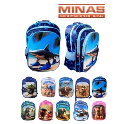 MOCHILA EN RELIEVE, 3 CIERRE, 42 CM X 32 CM, BRAINROT, 12 DISE�OS.