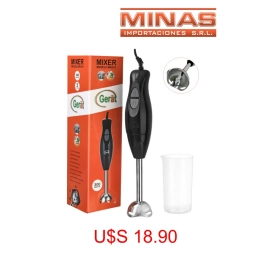 MIXER GERART CON VASO GRADUADO DE 300 W, 2 VELOCIDADES.