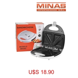 SANDWICHERA GERART GRANDE, PARA 4 SANDWICH, 750 W, PLACA ANTIADHERENTE, COLOR BLANCO.