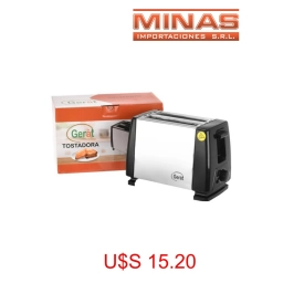 TOSTADORA GERART PARA 2 REBANADAS, 700 W, 6 NIVELES DE TOSTADO, AC. INOXIDABLE CON NEGRO.