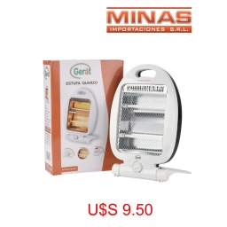 ESTUFA CUARZO GERART DE 2 TUBOS, 400/800 W,CON INTERRUPTOR DE CAIDA.