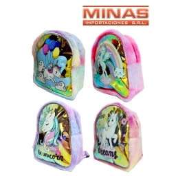 MOCHILITA PELUCHE DE 25 CM X 22 CM ,UNICORNIO,4 DISE�OS.