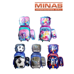 MOCHILA + LUNCH. TERMICA + CARTUCHERA, 7 DISE�OS.