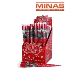 CONO CON PIMPOLLO ROJO DE 40 CM + CORAZON X 36 UND, $ 39,90.