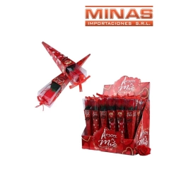 CONO CON PIMPOLLO ROJO DE 26 CM + BESO X 24 UND, $ 64,90 C/U.