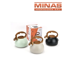 CALDERA CON ASA DE SILICONA X 3 L, APTA PARA INDUCCION, PATRON DE CIRCULOS, 3 COLORES.