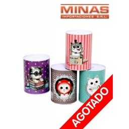 ALCANCIA LATA 8 CM X 12.5 CM,GATITOS.