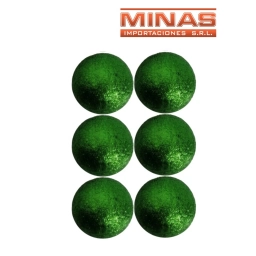 ESFERAS DE NAVIDAD DE 6 CM X 6 PCS, VERDE.