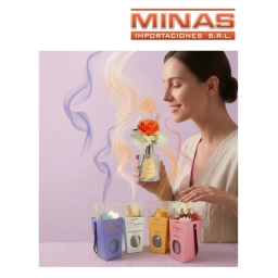 DIFUSOR DE AROMAS X 200 ml, CON FLORES, EN ESTUCHE, 4 AROMAS.