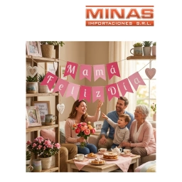 BANDERIN FELIZ DIA MAMA, TONOS ROSA.