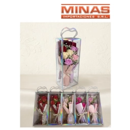 RAMO DE 3 PIMPOLLOS DE 22 CM, EN MICA X 5 UND, $ 129,9 C/U.