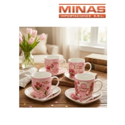 TAZA + PLATO + CUCHARA, FELIZ DIA MAMA, 4 MODELOS.