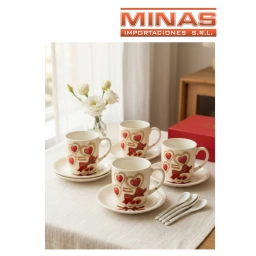 TAZA + PLATO + CUCHARA, FELIZ DIA MAMA, 4 MODELOS.