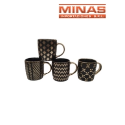 TAZA DE CERAMICA DE 350 ML,TONOS NEGRO.