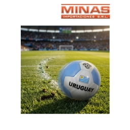 PELOTA DE FUTBOL MINBALL # 5, DE CUERO, CELESTE.