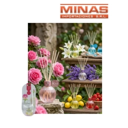 DIFUSOR DE AROMA X 40 ML CON 4 VARILLAS, 6 FRAGANCIAS.