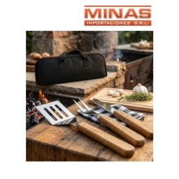 SET PARRILLERO X 5 PCS, CON ESTUCHE DE 16 CM X 39 CM.