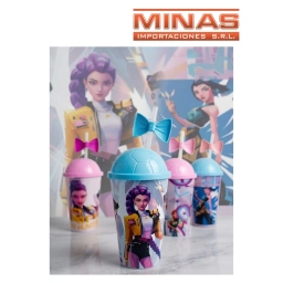 VASO CON SORBITO X 500 ML, GUERRERAS, 4 DISE�OS.