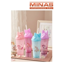 VASO CON SORBITO X 500 ML, UNICORNIO, 3 DISE�OS.