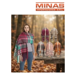 PASHMINA 50 CM X 180 CM, ESCOSESA, 6 COLORES.