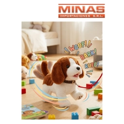 PERRITO X 18 CM (CAMINA, MUEVE LA COLA Y LADRA) + CASITA.