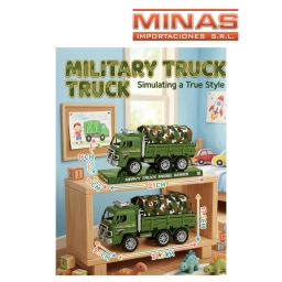 CAMION MILITAR CON LONA CAMUFLADA X 25 CM, A FRICCION.