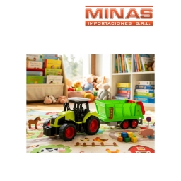 TRACTOR CON REMOLQUE X 40 CM, A FRICCION.