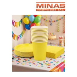 VASOS DESCARTABLES DE 250 ml  X 10 UND,AMARILLO.