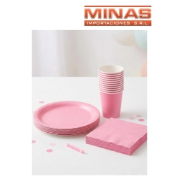 VASOS DESCARTABLES DE 250 ml  X 10 UND,ROSADO.