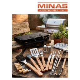 SET PARRILLERO X 18 PCS, CON ESTUCHE DE 13 CM X 39 CM.