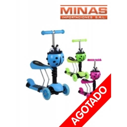 MONOPATIN CON ASIENTO BUENA CALIDAD AZUL VERDE Y ROSADO